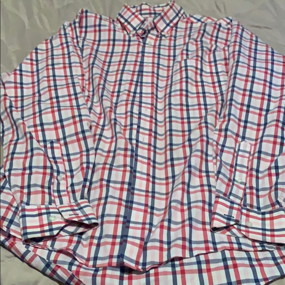 Izod Long Sleeve Plaid Dress Shirt